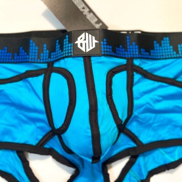 BREEDWELL Size M Equalizer Backless Brief/Boxer Jock - Aqua/Black/White - Picture 3 of 10